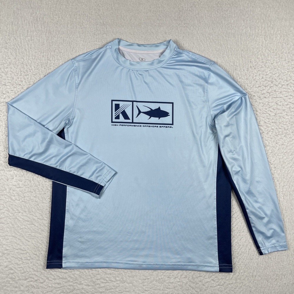 Koofin‎ Gear Shirt Mens Small Blue Fishing Angler Boating Vacation Travel Beach